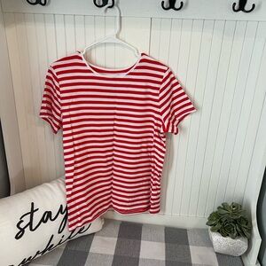 Croft & Barrow Red and White Striped Tee